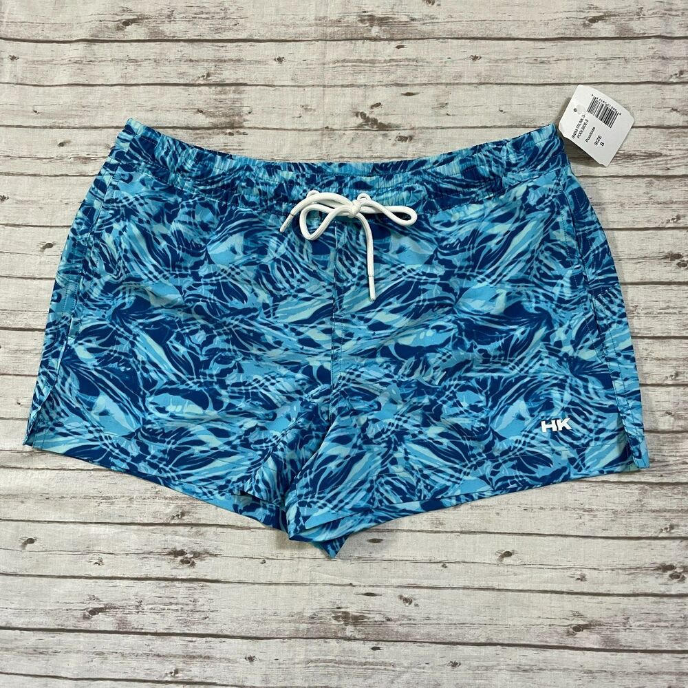 NEW Humankind Poolside Swim Board Shorts 3" Sz Small Unlined Drawstring NWT Blue